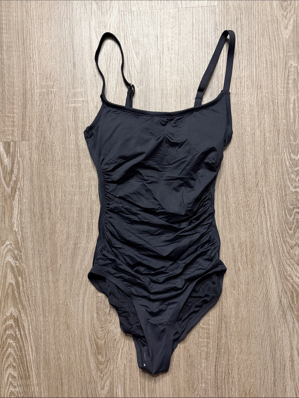 Shade & Shore Black Ruched One-Piece Swimsuit